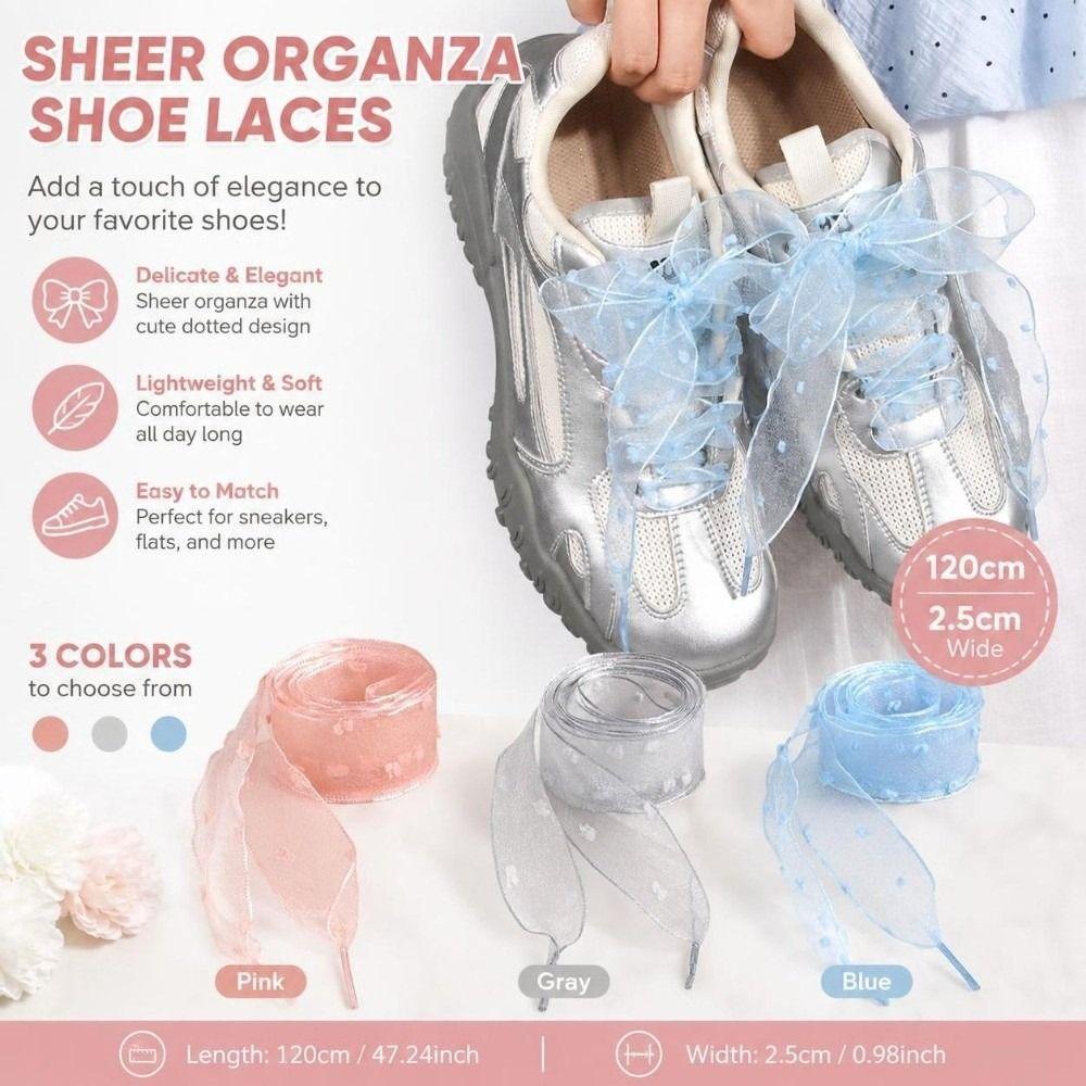 1Pair 2.5cm Width Organza Shoe Laces Chiffon Silk Satin Ribbon Shoelaces For Sneakers Canvas Shoes