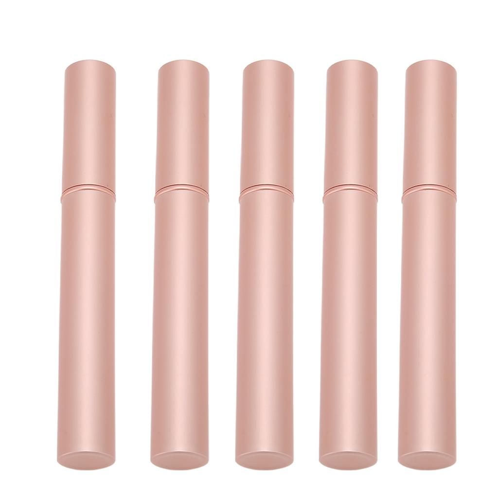 5PCS Empty Mascara Tube Rose Gold Metal Shell Soft Brush Portable Eyelash Container for Make Up