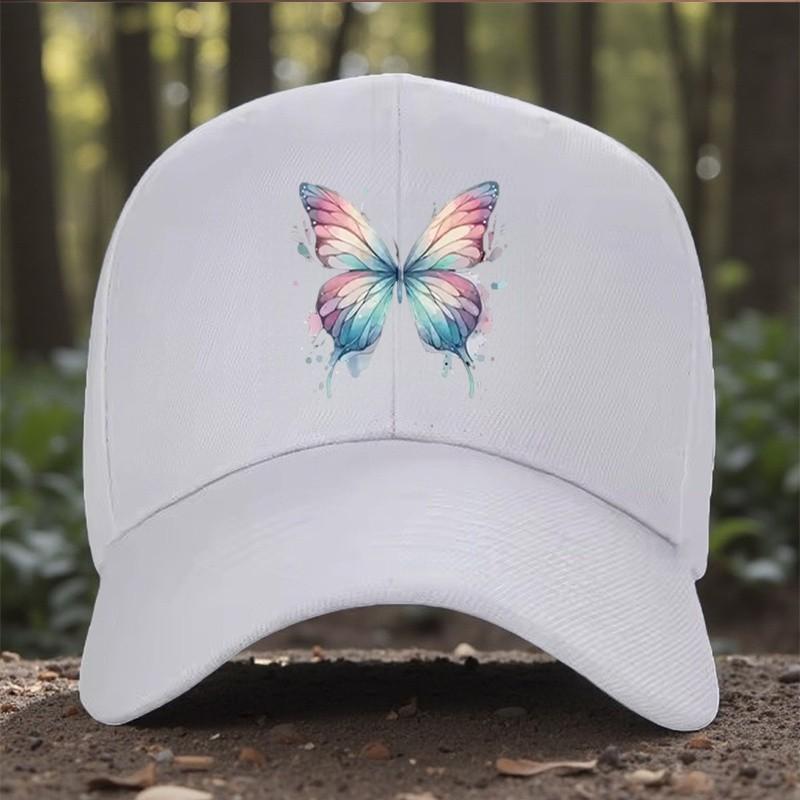 Watercolor Butterfly Baseball Cap Adjustable Polyester Summer Outdoor Sun Hat Unisex