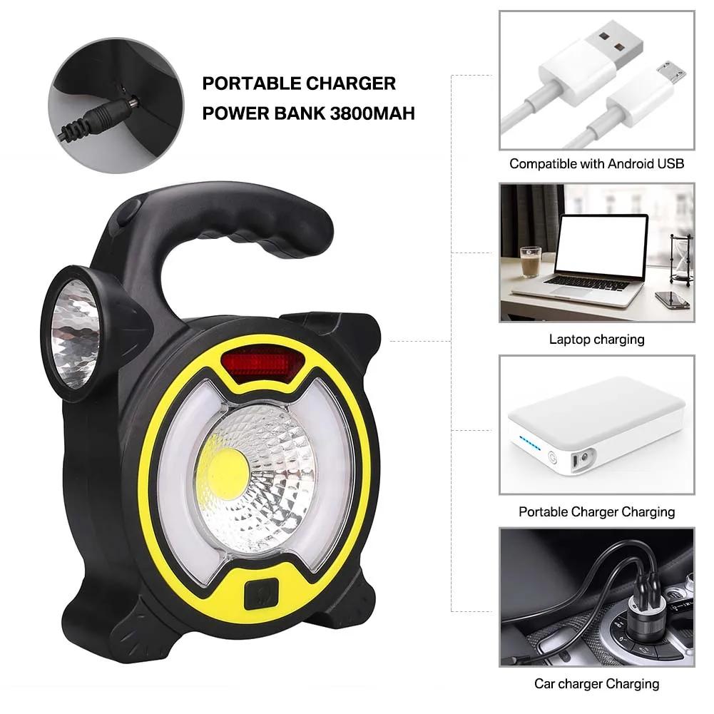 30W LED Portable Rechargeable Floodlight Waterproof Spotlight Battery Powered Searchlight Outdoor Work Lamp Camping Lantern