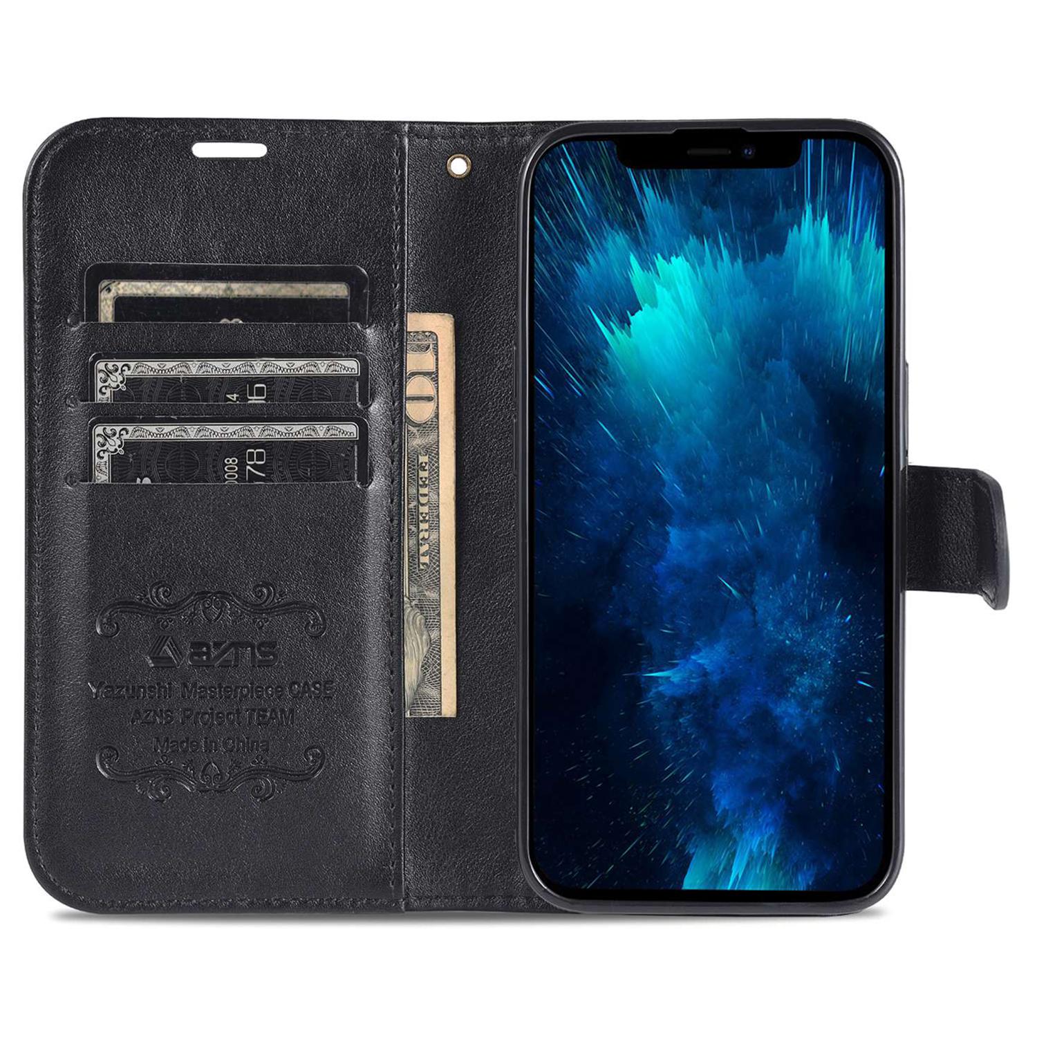 

AZNS Phone Wallet Case for iPhone 15 Plus,Stand PU Leather+TPU Phone Cover Black