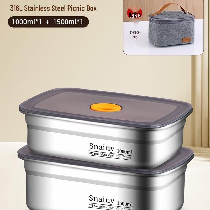 

Stainless Steel Lunch Box Set with Insulation Bag