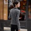 Bailuyu Damen Retro Kontrast Reißverschluss Revers Strickpullover
