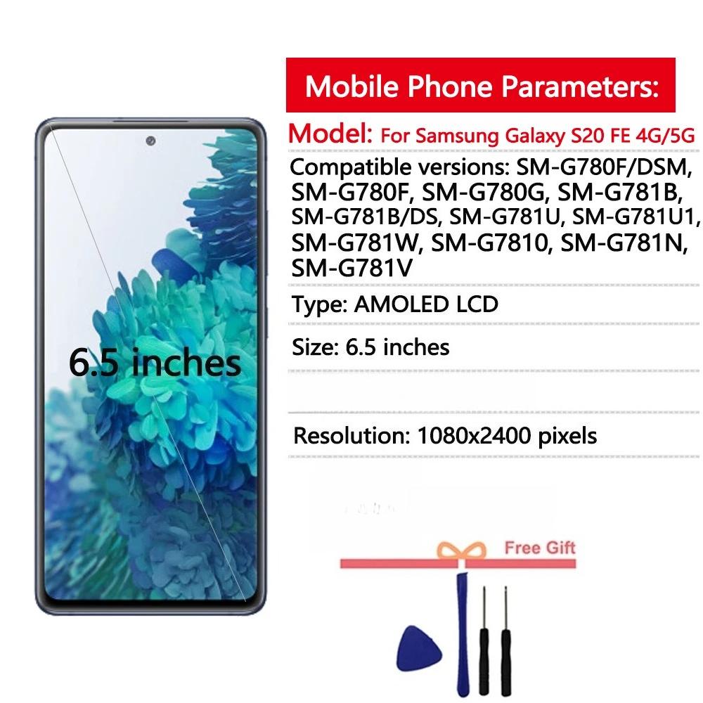 AMOLED Display For Samsung Galaxy S20 FE 4G/5G LCD Display Touch Screen Assembly For Samsung S20 FE G780 G781 Screen Replacement