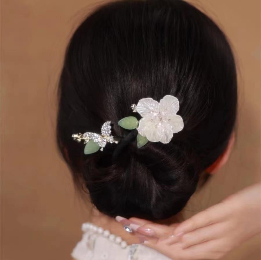 Butterfly Elegant Flower Twisting Clip Camellia Hair Bun Tool Fishtail Hair Bun Iron Back Hair Bun For Lazy People