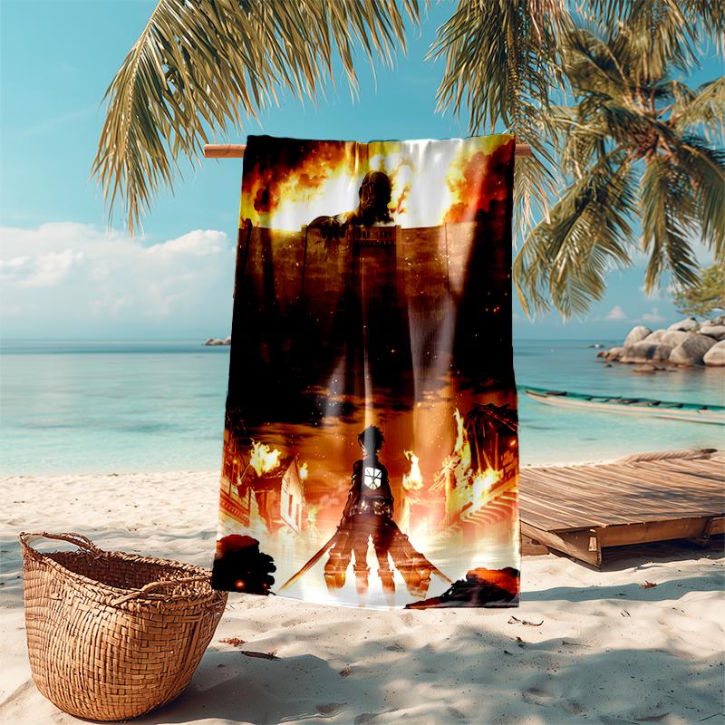 Beach Towel with Attack on Titan3 Pattern - soft,absorbent,machine washable Lightweight&Modern,swimming,Travel Essentials