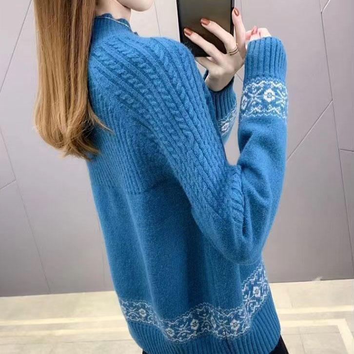 Ζεστά Μάλλινα Πουλόβερ Φλις Μπλούζες Γυναικεία Φαρδιά Φθινόπωρο Χειμώνας Πλεκτά Τοπ Μεγάλο Μέγεθος Καθημερινά Πλεκτά Πουλόβερ