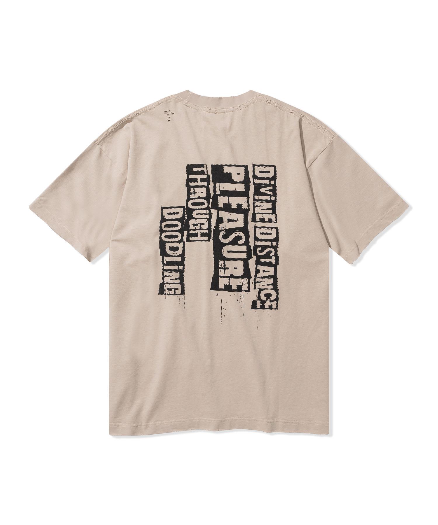 Divine Distance Damaged Punk Logo T-Shirt [Beige] M
