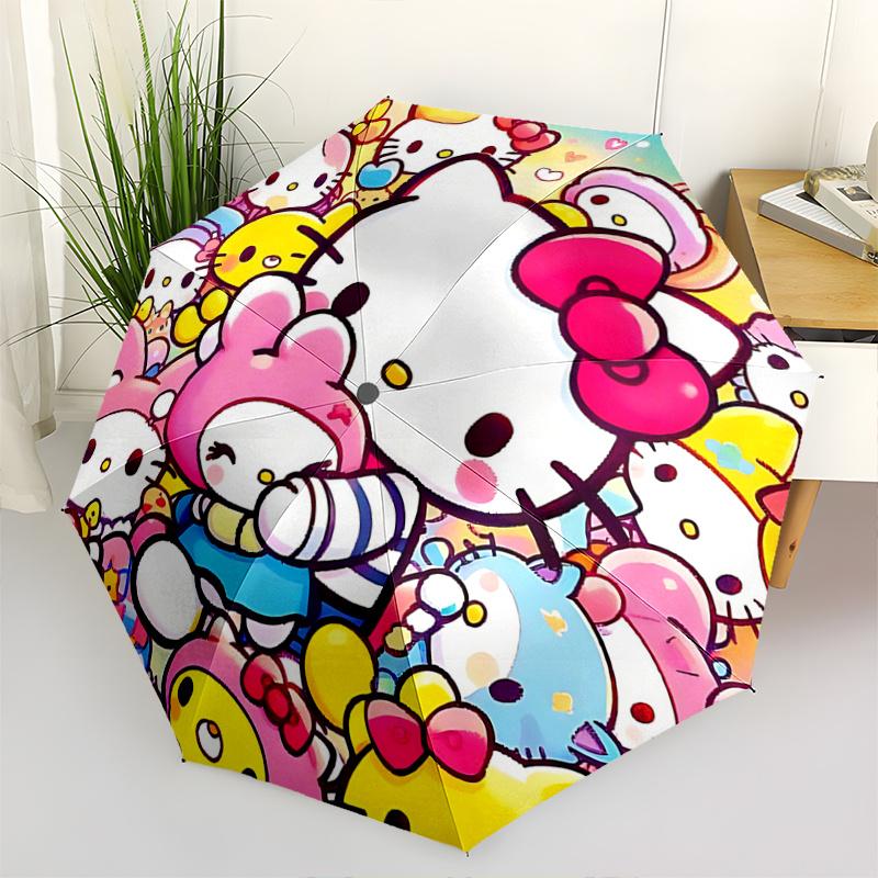 

1pc Hello Kitty Automatic Opening/Closing Umbrella with Foldable Design, 8-Bone Iron Frame, Outdoor, Ideal Gift for Fans, Travelers, Everyday Use, Fes