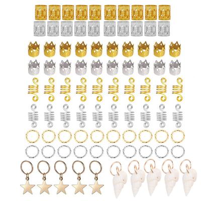 90pcs Hair Braid Rings Three Ply Hair Clips Loops Trumpet Shell Decoration for Women & Girls