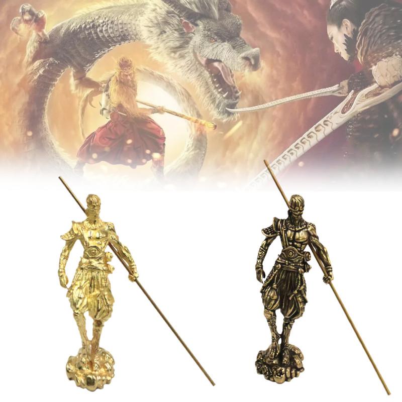 Unique Antique Style Sun Wukong Brass Statue Majestic Desktop Art For Collectors