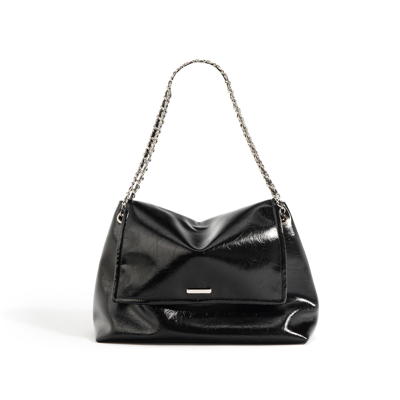 

Нишевая дизайнерская сумка-цепочка Новая сумка-тоут на плечо Женская сумка-мессенджер из коровьей кожи большой вместимости для поездок на работу чёрный