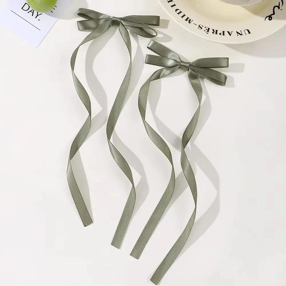 2pcs Long Tassel Ribbon Hairpin Cute Candy Bow Clip for Women Girls Party Gifts Headwear Side Clips Hair Accessories