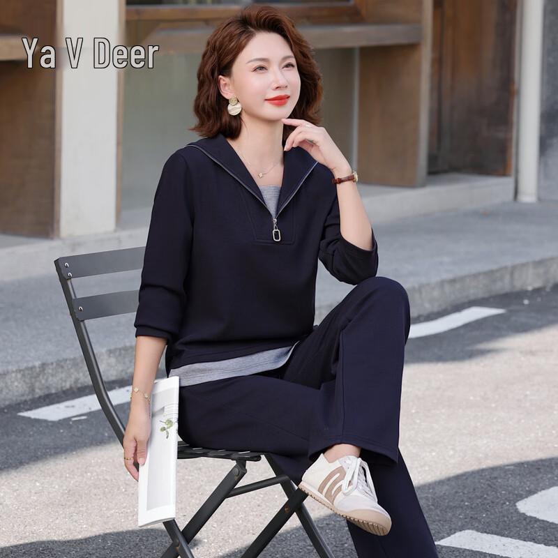 

Yalu Women s Casual Sportswear Two-Piece Set for Mid-Aged 3XL