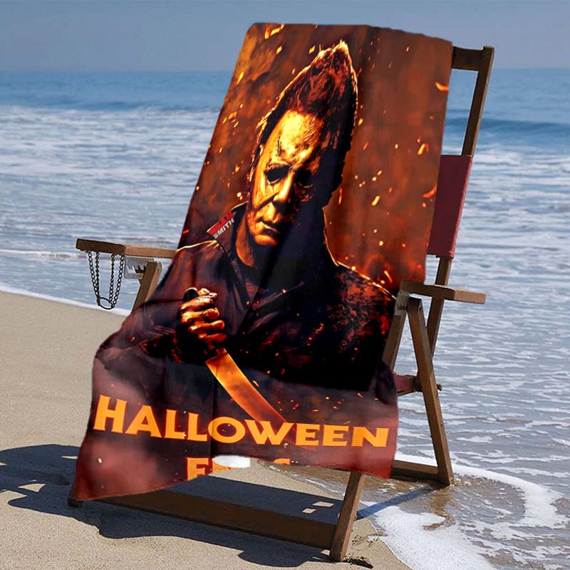 proof beach towel with The Revenge of Michael Myers pattern - soft,absorbent,quick-drying,machine washable - perfect for swimming,camping,bathing