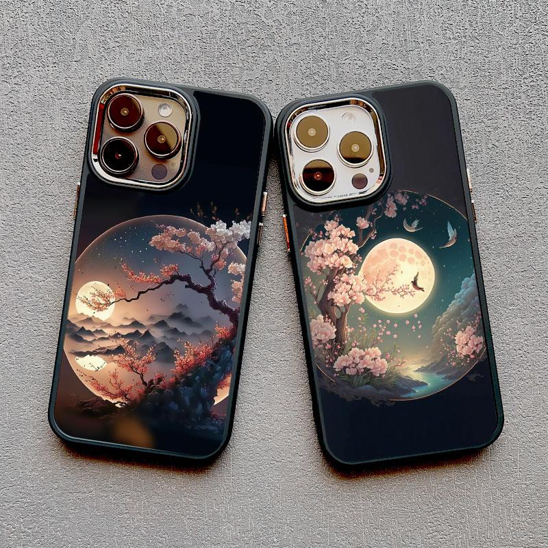 Luxury Moon On The Branch Soft Silicone Phone Cases For iphone 16 13 12 11 Pro Max 15 14 Pro Max Plus XR X XS 7 8 plus SE2 Cover