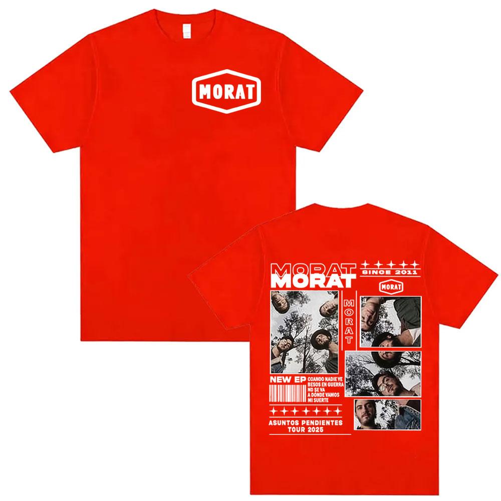 

Лето 2025 Morat Band Asuntos Pendientes Тур Мерч Футболки Мужские Женские Харадзюку Трендовая Футболка 100% Чистый Хлопок Печатная Футболка Y2k S