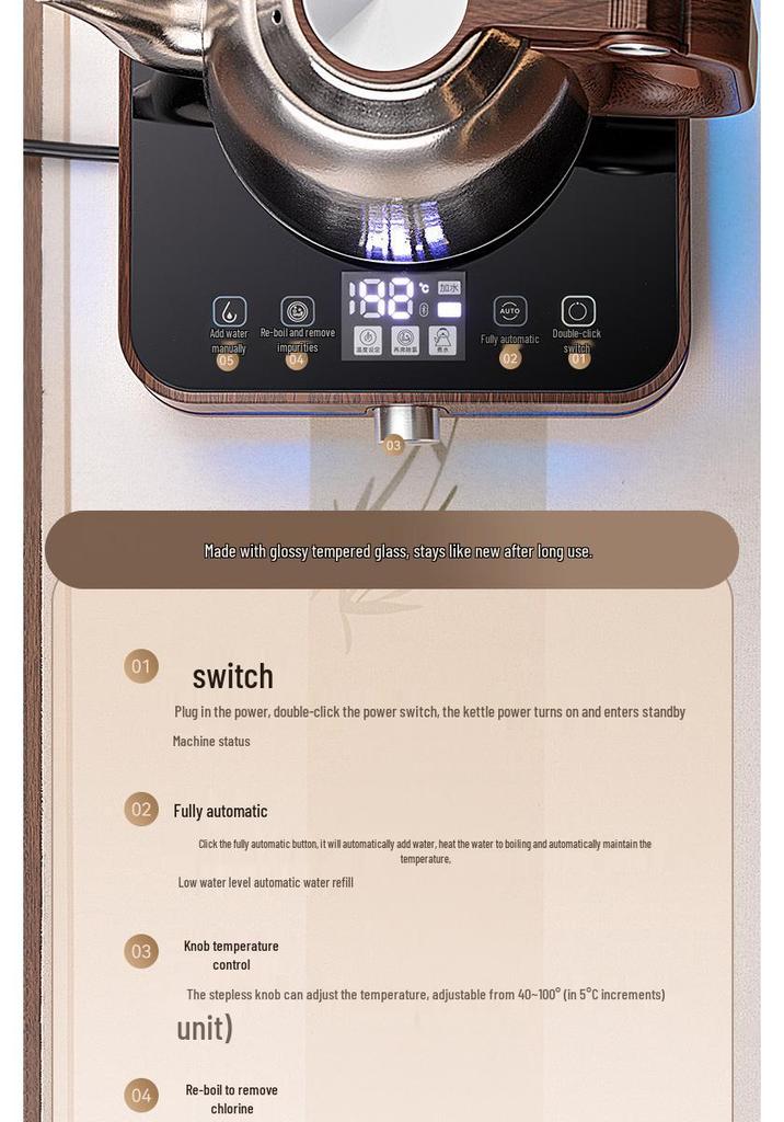 Automatic Titanium Electric Kettle & Tea Table: Keeps Water at Perfect Brewing Temperature