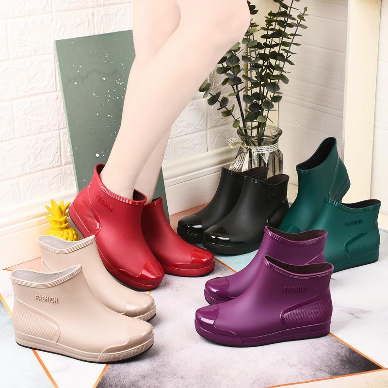 Rain shoes low-top rain boots short tube non-slip velvet water boots thermal cover shoes comfortable wear-resistant youth comfortable