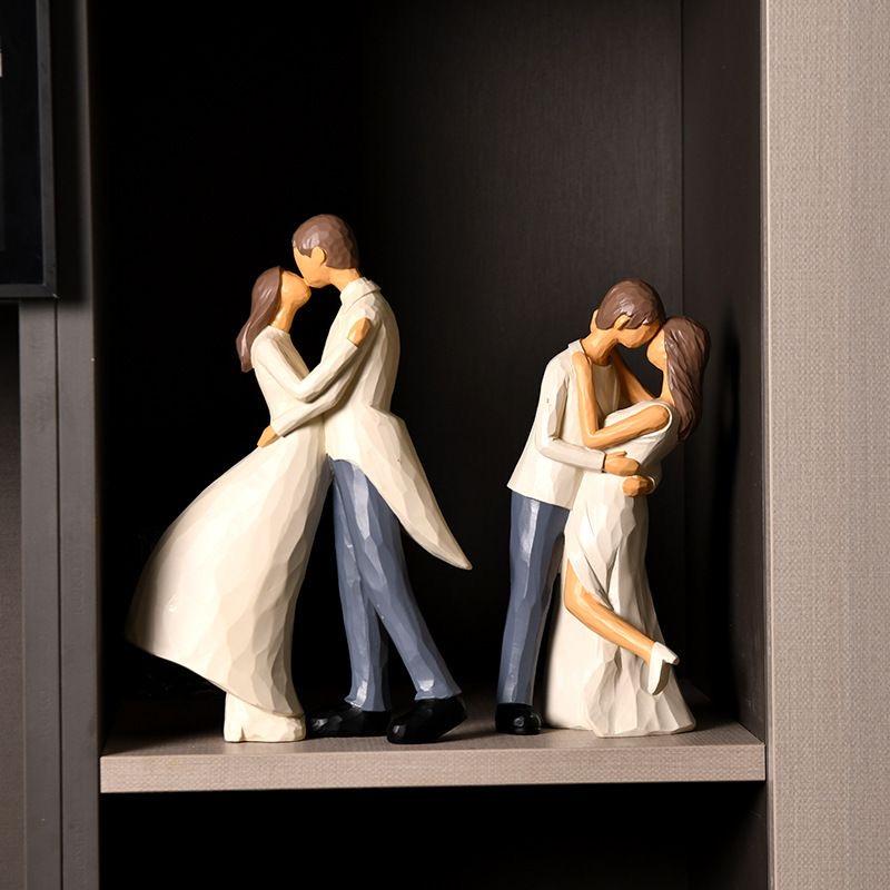 Figura de Pareja de Resina Hecha a Mano Decoración Decoración del Hogar Adorno de Boda Regalo de San Valentín