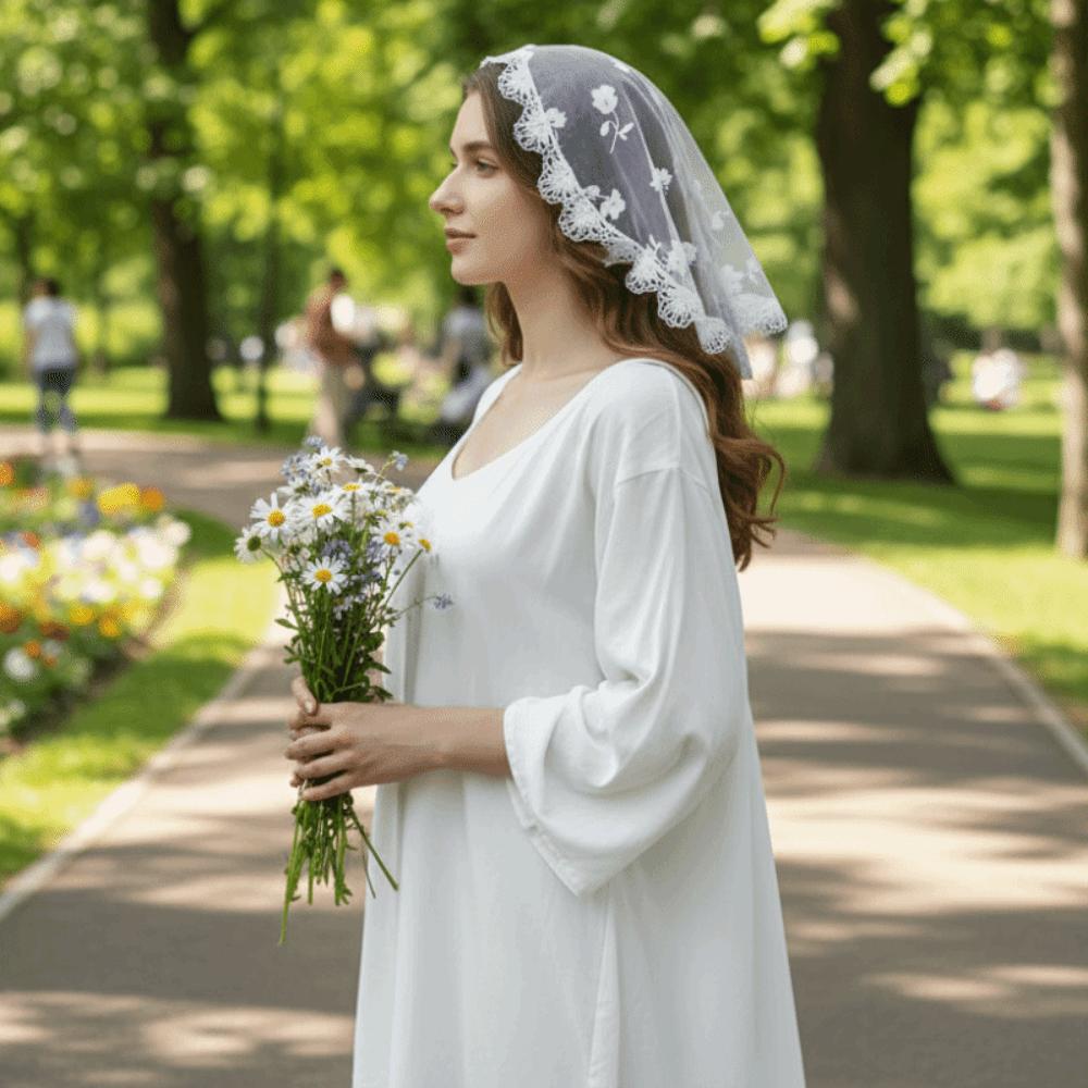Breathable Flower Embroidery Headscarf Thin Women Lace Bandana Lace Scarf Veil Headbands  Summer