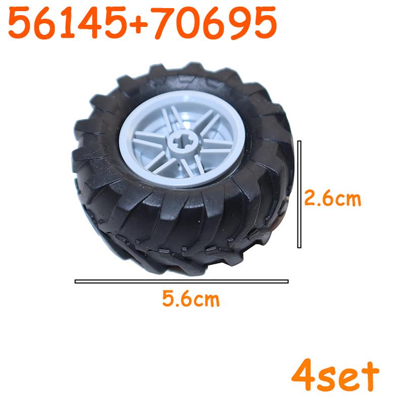 Full-size Tire Wheel Cross Hole Set Car Truck Wheels Hub Technical Bricks MOC Motorcycle Tyre & Rim Construction Building Blocks