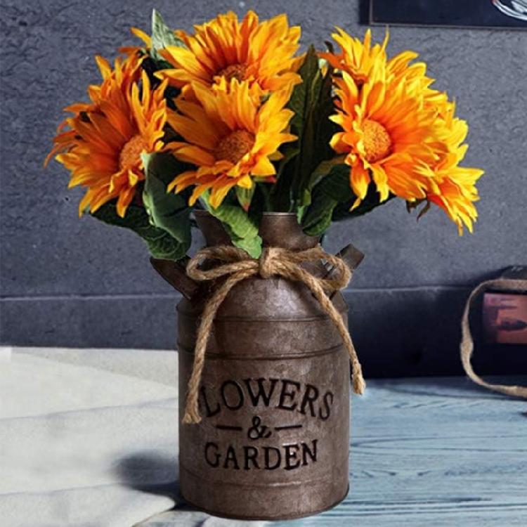 Metal Floral Holder, Durability Rusts Finish Country Holder Milk Can for Homes Gardening Flower Holder Decorations