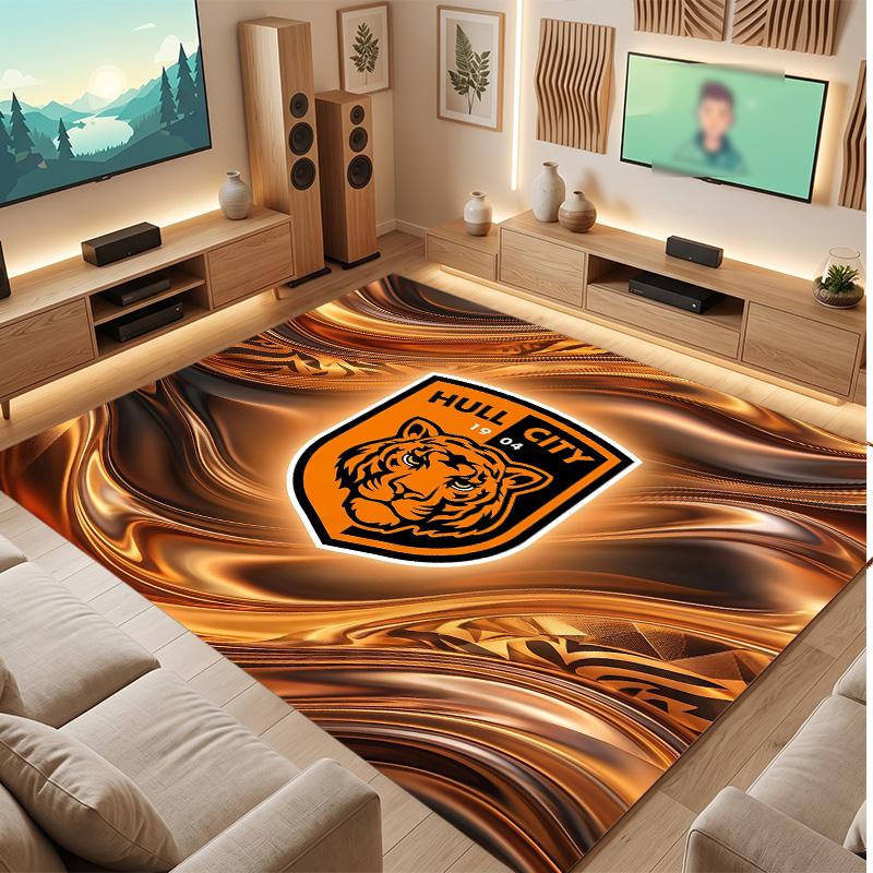 Tappeto in Velluto di Cristallo con Stampa Calcio Hull City, Comodo Assorbente d'Acqua Antiscivolo Tappeto per Pavimento Interno