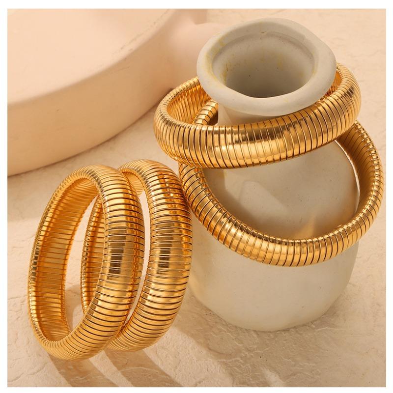Goose throat elastic bracelet women's french titanium steel gold-plated glossy wide version bracelet