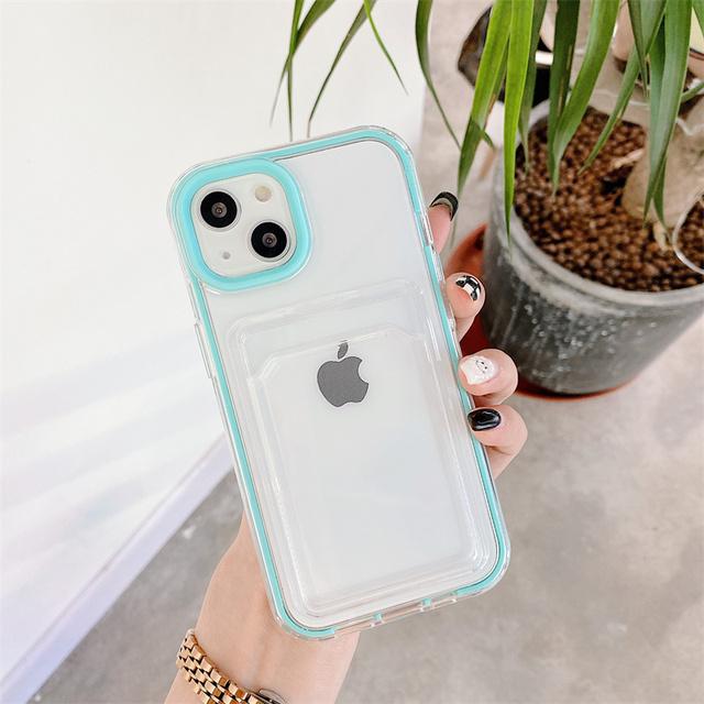2 v 1 Priehľadné puzdro na telefón s priehradkou na karty, odolné voči nárazom, pre iPhone 13 11 12 Pro Max Xr Xs 14pro 12 13, mäkký priehľadný nárazník, zadný kryt