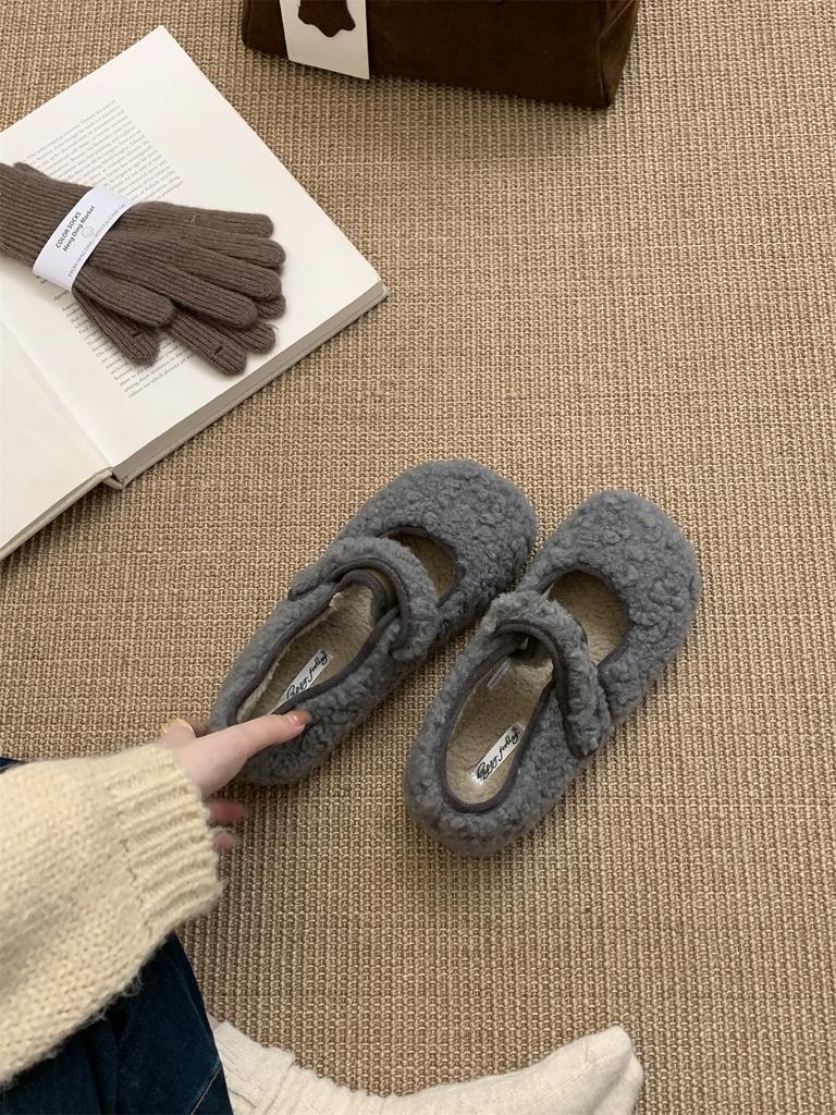 Fur Women Flats Cotton Shoes Casual Fashion Mary Jane Shoes 2026 Elegant Fashion Snow Boots Winter New Brand Warm Mujer Botas