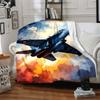 1pc Aircraft Sky Lightweight Flannel Blanket, Comfortable and Warm Blanket, for Office and Camping Sofa Bed, Livingroom123