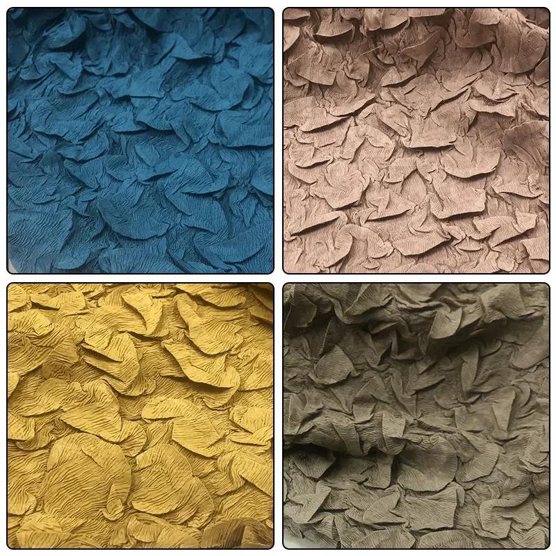 50x114cm Irregular Fold Texture Bubble Fabric Skin-friendly Breathable Solid Color Cloth for DIY Dress Clothes Designer Fabric