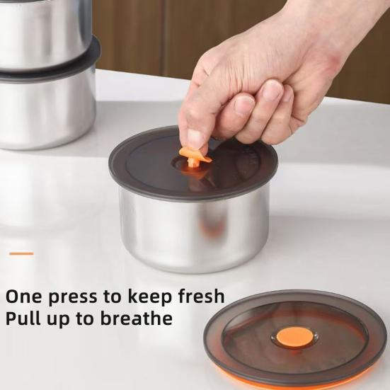 Yousheng Edelstahl Lebensmittelaufbewahrungsbehälter Stapelbarer Meal Prep Behälter Luftdichter Küchenorganisator mit Silikonverschlussdeckeln