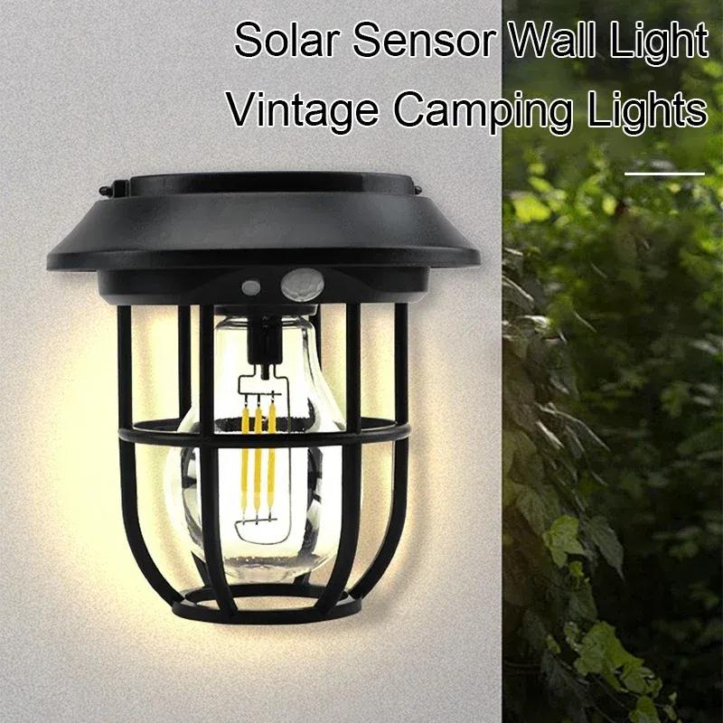 LED Solar Camping Lamp Human Body Sensing Lawn Lights Outdoor Waterproof Solar Wall Light Garden Street Decor Solar Garden Light