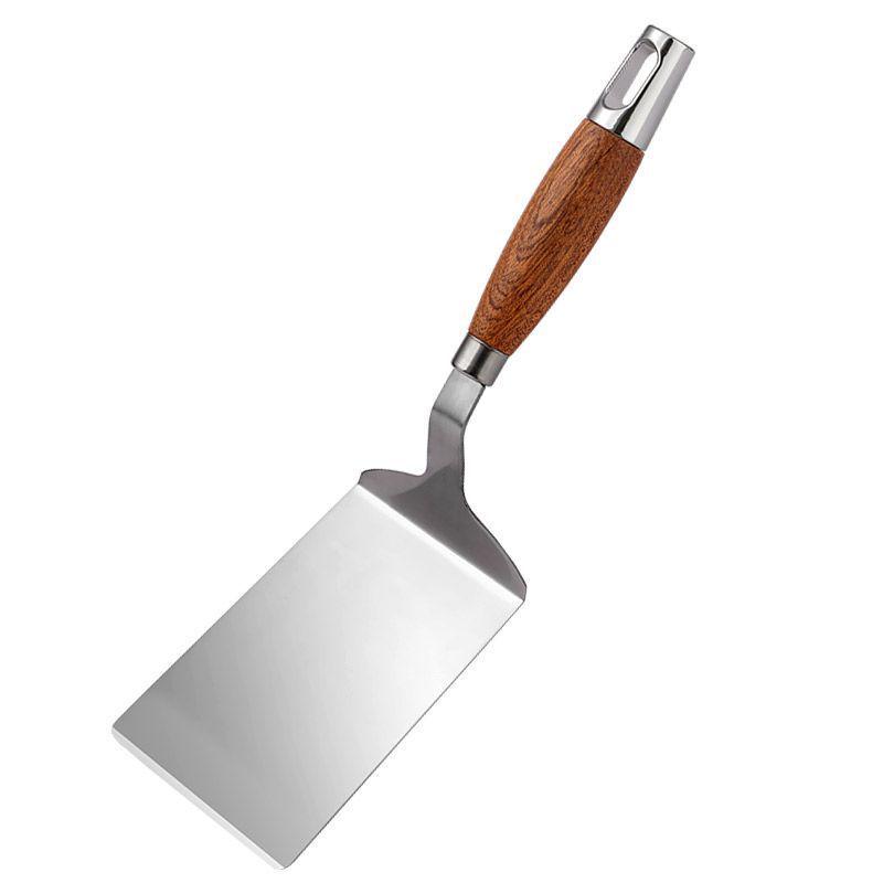 Stainless Steel Teppanyaki and Pizza Spatula with Tongs for Household and Street Food Cooking