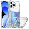 Suitable for Apple 16Promax Transparent Phone Case Flip Cover 15 Card Slot Stand 14 Full Crystal Transparent Protective Case