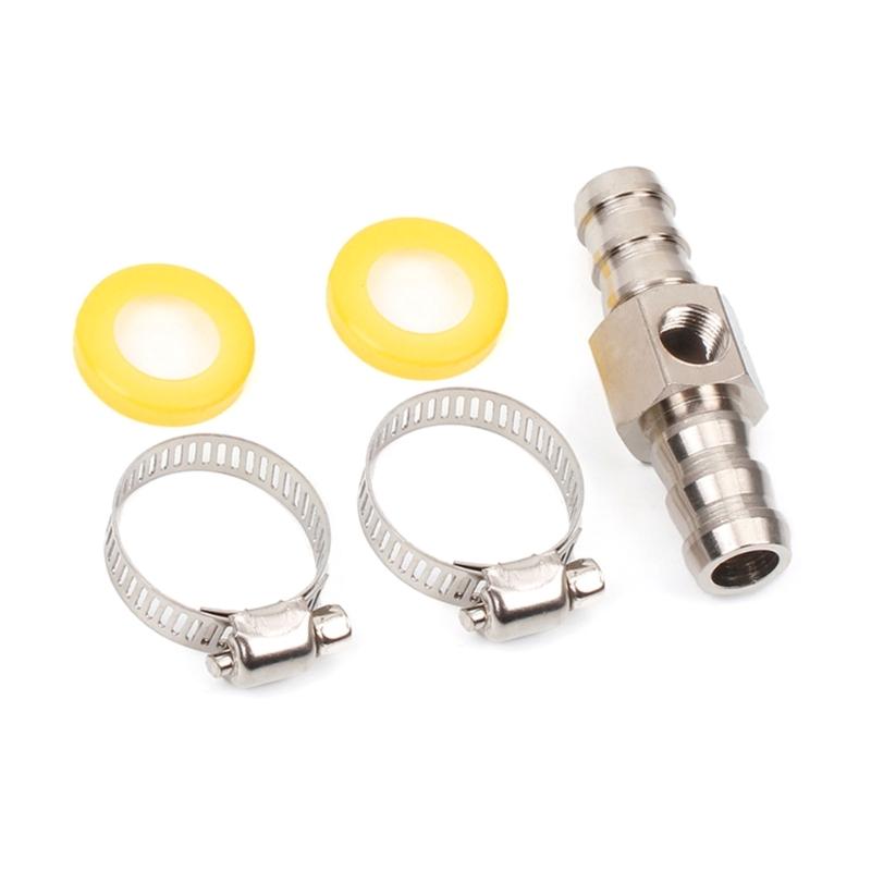 3/8” Fuel Line Fuel Pressure Barbed- Push Lock T-Fitting Adapter, 1/8-27 NPT Sensor Port, Stainless Steel