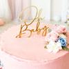 Acrylic Gold Oh Baby Cake Topper, Baby Welcome Party Cake Decoration Acrylic Cake Decoration for Baby Shower Gender Reveal Birthday Party Supplies