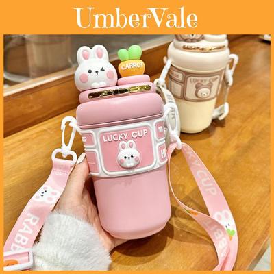 Cute Girls Insulated Drinking Cup With Straw Lock For School And Travel