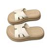 Thick-soled one-word slippers for women's summer wear 2025 new models with skirts French casual seaside beach sandals