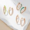 Fashion  Rose Gold Color Green Enamel Drop Earrings For Women Girl Wedding Party Natural Zircon Eardrop Jewelry