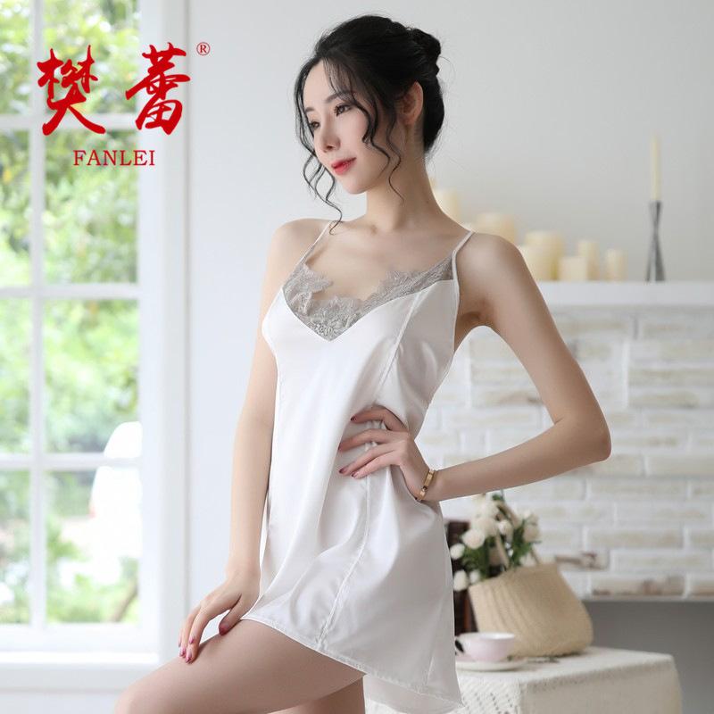 Sexy backless seduction lace chiffon suspender lingerie skirt