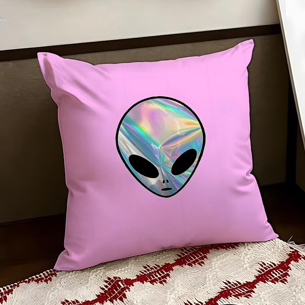 Surreal Dreamy Aliens Cushion Cover Reversible Soft Durable Pillow Cover Home  Car MultiScene Use for Daily Comfort