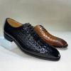 Fashion Men's Genuine Leather Oxford Shoes Crocodile Pattern Fashionable Casual Business Shoes Comfortable Breathable Slip-On Dress Shoe