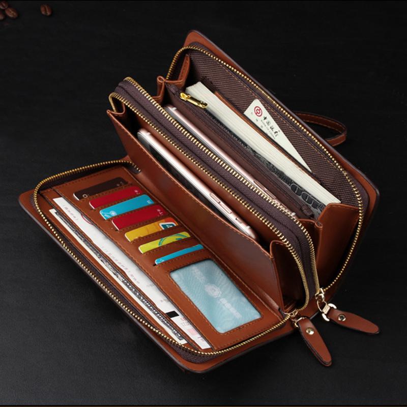 Men Clutch Bag Men's Long Purse Large Capacity Men's Wallets Cell Phone Pocket Passcard Pocket High Quality Wallet Bags