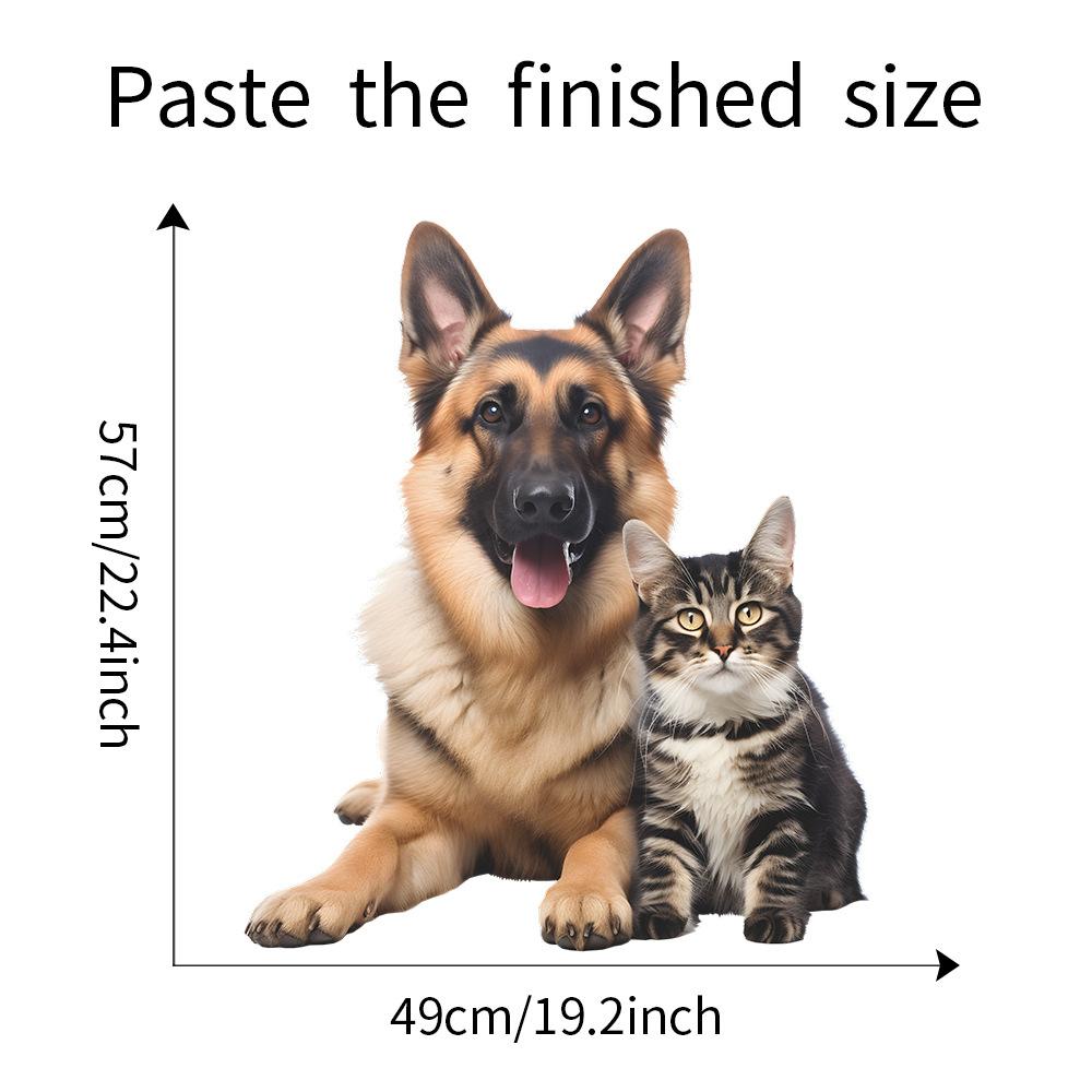 Cartoon Cute Cat Dog Wall Sticker for Kids Room Living Room Home Decoration Self-Adhesive