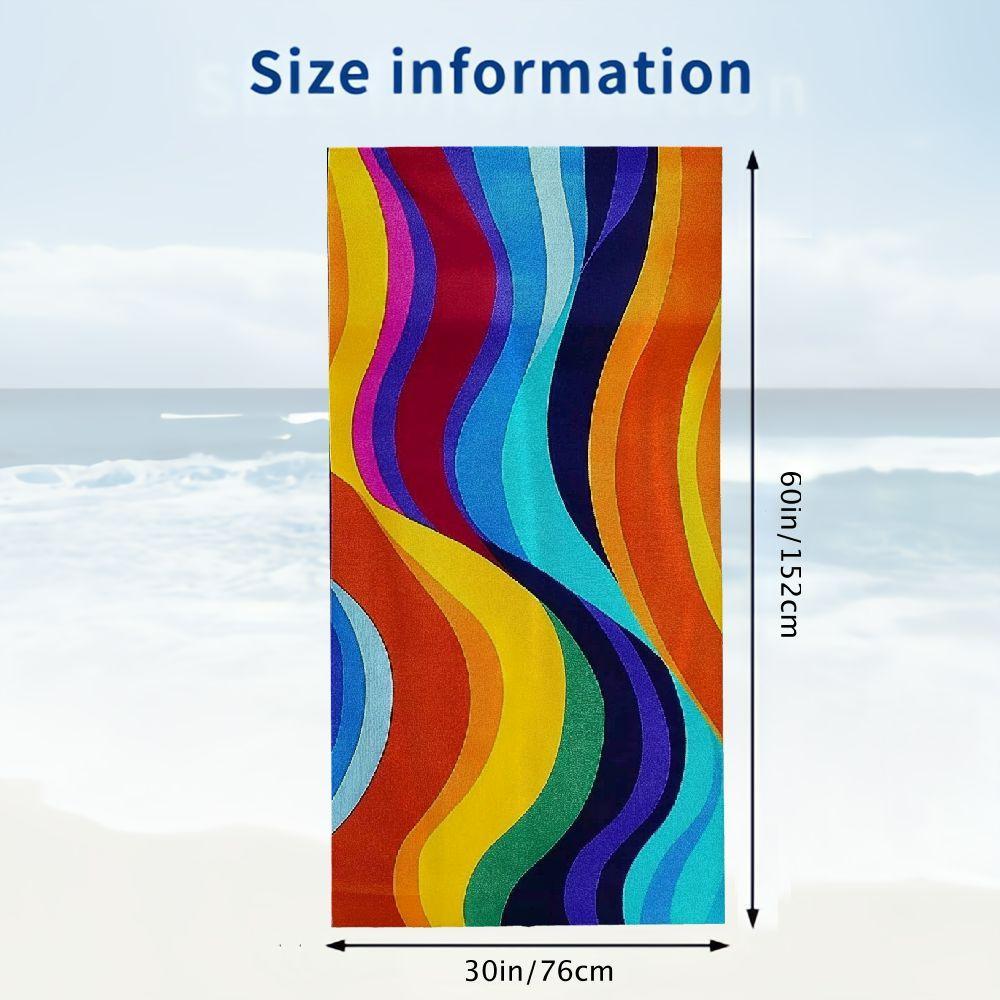 1pc Quick-Dry Beach Towel Quick-Dry Ultra Absorbent Modern Waves Design Beach Towel for Adults
