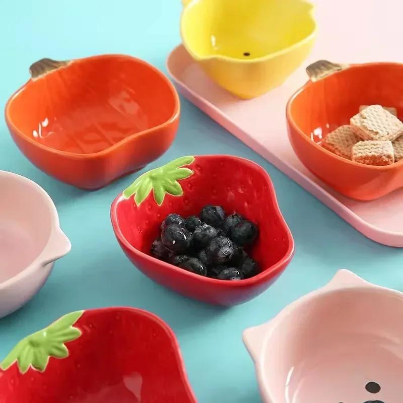 Child Ceramic Dishes Tableware, Fruit Vegetable Animal Model Cartoon Dessert Plate, Salad Bowl, Breakfast Disc, Kids Saucer