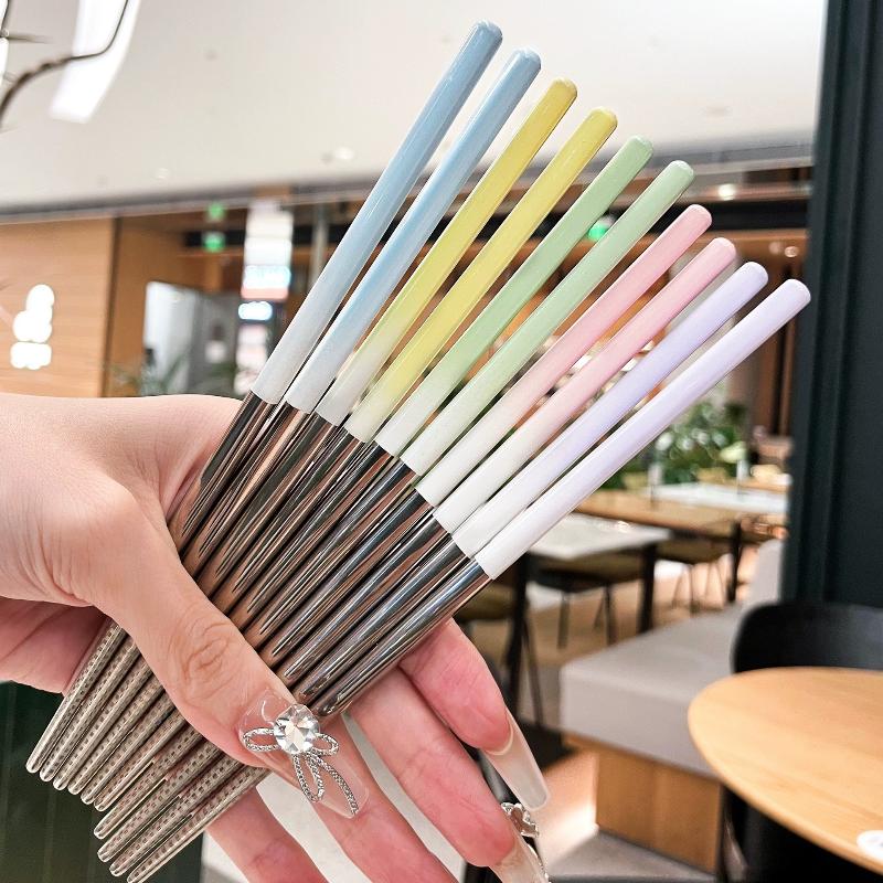 Stainless Steel Portable Cutlery Set Spoon Chopsticks Student Travel Korean Style Portable Cutlery Set With Box Kitchen Supply